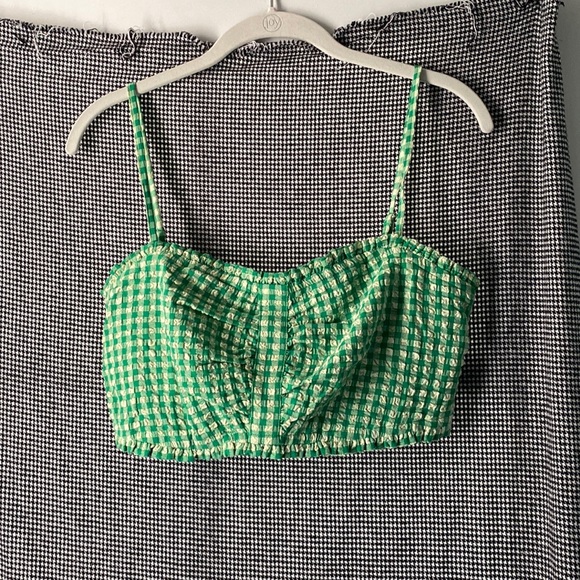 anthropologie cropped bandeau gingham top - Picture 1 of 3